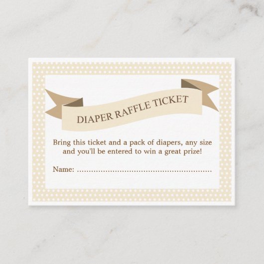 Tan Baby shower Luier Raffle Ticket Insert Informatiekaartje (Voorkant)