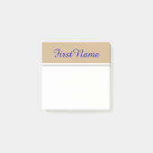 Tan Background w/ Blue Elegant Personalized Name Post-it® Notes (Voorkant)
