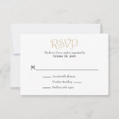 Tan Beige Blanc Plaine Simple Mariage Cartes RSVP (Devant)