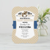 Tan Beige Blue Cowboy Baby shower Invitation (Debout devant)