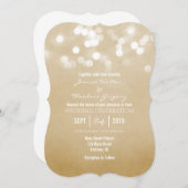Tan Beige Bokeh Glitter Lights Wedding Uitnodiging (Voorkant / Achterkant)