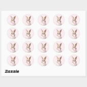 Tan Beige Bunny Blowing Pink Bubble Gum Ronde Sticker (Vel)