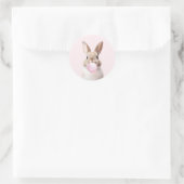 Tan Beige Bunny Blowing Pink Bubble Gum Ronde Sticker (Tas)
