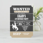 Tan Beige Chalkboard Cowboy Invitation d'anniversa (Debout devant)