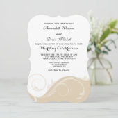 Tan Beige Floral Swirl Bracket Wedding Invites Kaart (Staand voorkant)