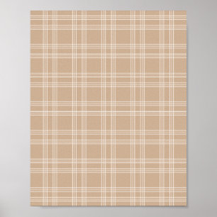 Tan Beige Gingham Poster