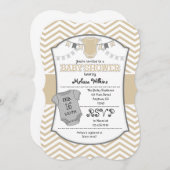 Tan Beige Grey Chevron Baby shower Invitation (Devant / Derrière)