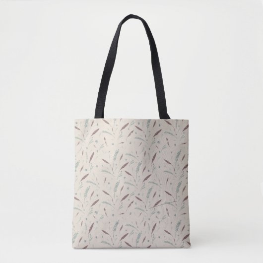 Tan Beige met Leaf Pattern Canvas tas (Voorkant)