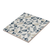 Tan Beige Navy Blue Square driehoek legant Tegeltje (Zijkant)