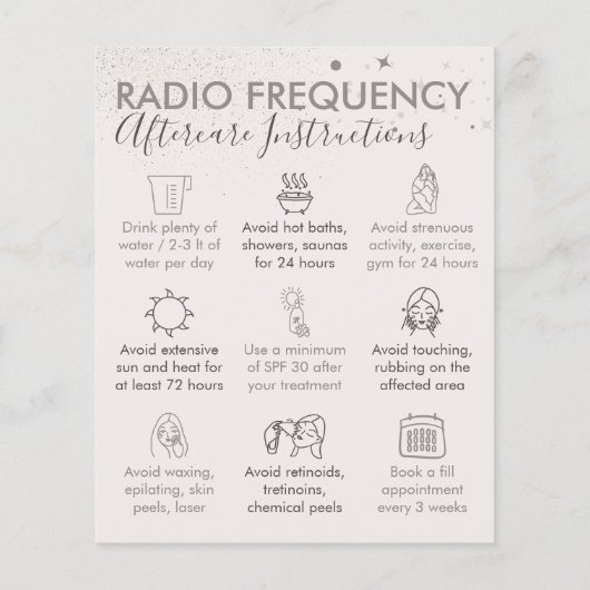 Tan Beige Radio Frequency Skin Aftercare Budget Flyer (Achterkant)