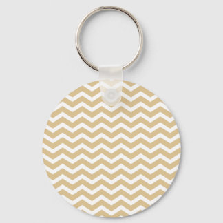 Tan Beige White Chevron Pattern Sleutelhanger