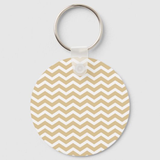 Tan Beige White Chevron Pattern Sleutelhanger (Voorkant)