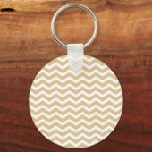 Tan Beige White Chevron Pattern Sleutelhanger (Voorkant)