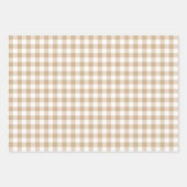 Tan Beige White Gingham Plaid Inpakpapier Vel (Voorkant 3)