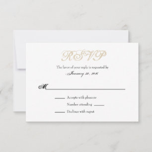 Tan Beige White Plain Simple Wedding RSVP-Kaarten RSVP Kaartje