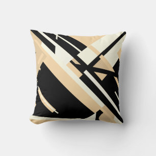 Tan Black Beige Diagonaal Geometrisch Abstract Ont Kussen