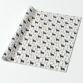 Tan & Black Deer Pattern, Kerstmis Cadeaupapier (Uitgerold)
