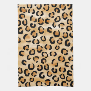 Tan, Black en Brown Leopard Print Pattern. Theedoek