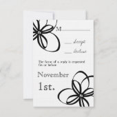 Tan & Black Modern Wedding RSVP met bloemen Kaartje (Achterkant)