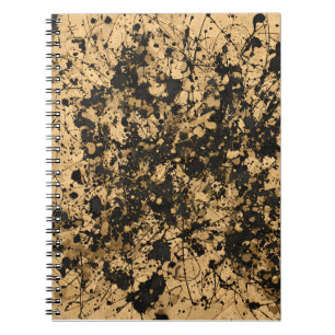 Tan Black Paint Splatter Abstract Notitieboek
