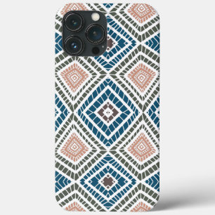 tan blauwe groene Afrikaanse Tribal Mud Cloth iPhone 13 Pro Max Hoesje