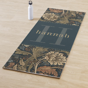 Tan Blauwgroen Bloemenkrans William Morris Monogr Yogamat