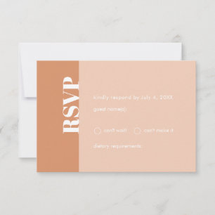 Tan & Blush Bold Modern Minimalist Boho RSVP-kaart RSVP Kaartje