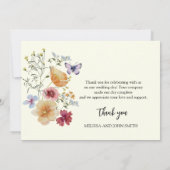 Tan Boho Wildflower Wedding Dank je wel kaart (Achterkant)