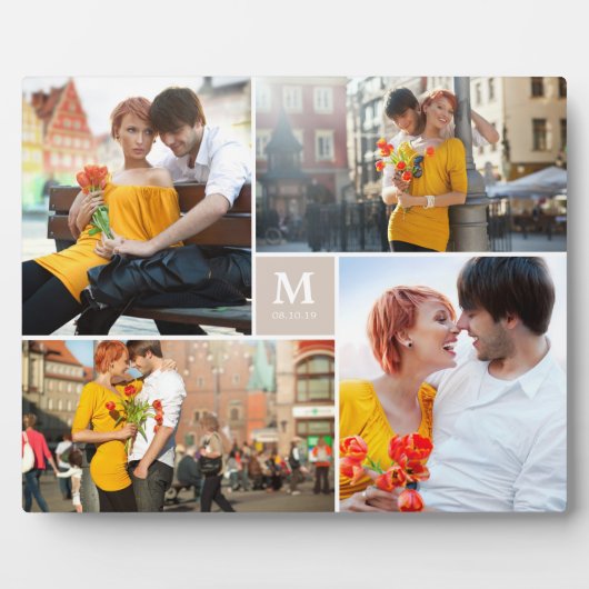 Tan Box Timeless Monogram Weduwfoto Easel Fotoplaat (Voorkant)