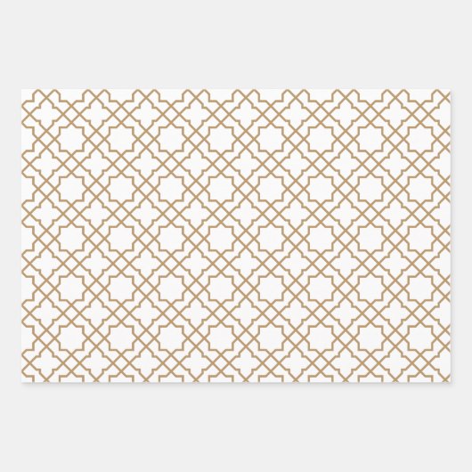 Tan Brown Arabesque Pattern Gift Wrapping Paper (Voorkant)