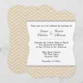 Tan Brown Beige Chevron Invitations de mariage (Devant / Derrière)
