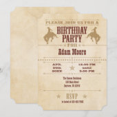 Tan Brown Beige Cowboy Birthday Uitnodiging (Voorkant / Achterkant)