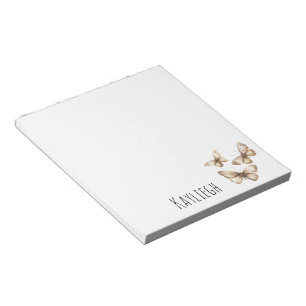 Tan Brown Cream Butterflies Notitieblok