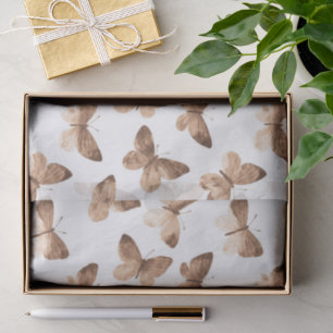 Tan Brown Cream Butterflies Verjaardag Tissuepapier