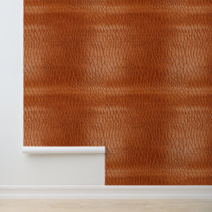 Tan Brown Faux Leather Abstract Behang