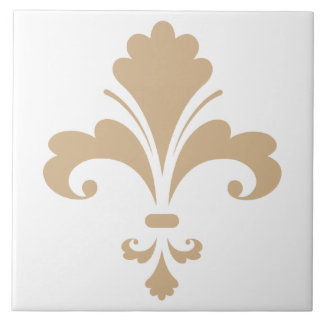 Tan Brown Fleur de lis Tegeltje