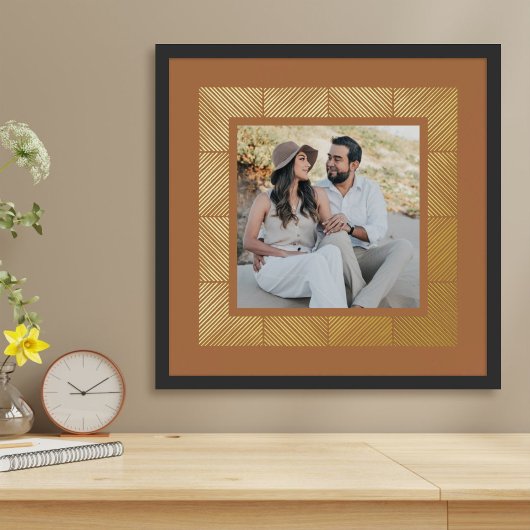 Tan Brown Herringbone Custom Foto Folie Art Print