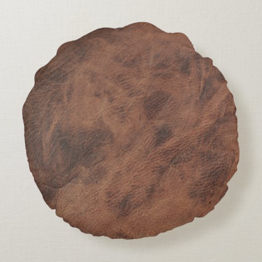 Tan Brown lederen print Rond Kussen (Achterkant)