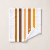 Tan Brown Orange Vertical Stripes Monogramme (Gant de toilette)