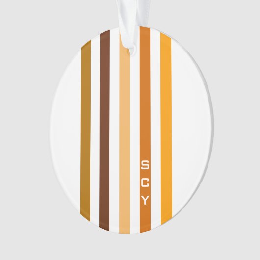 Tan Brown Orange Vertical Stripes Monogramme (devant)