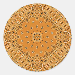 Tan Brown Paisley Westerne Bandana Scarf Print Ronde Sticker
