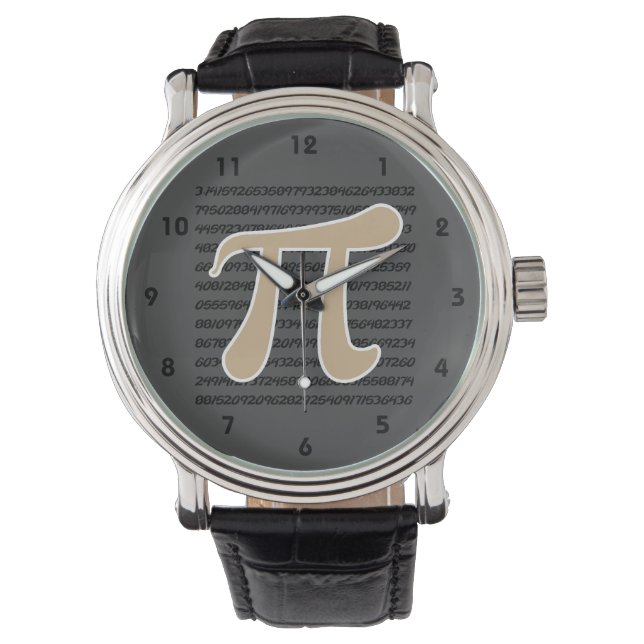 Tan Brown Pi-symbool Horloge (Voorkant)