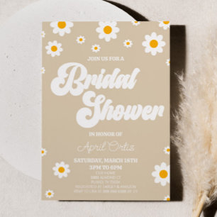 Tan Brown Retro Daisy Flower Vrijgezellenfeest Kaart