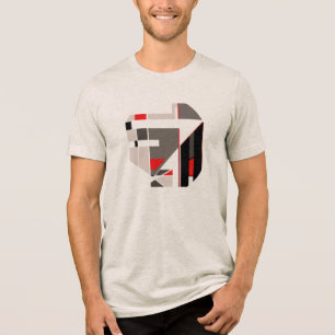 Tan Brown Zwart Rood Geometrische Abstracte MCM Lo Tri-Blend Shirt