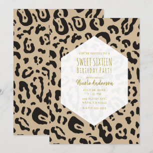 Tan Bruin & Black Cheetah Luipaard Chic Sweet 16 I Kaart