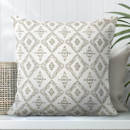 Tan bruin en wit decoratief Sierkussen