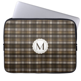 Tan & bruin gepersonaliseerd monogram laptop sleeve