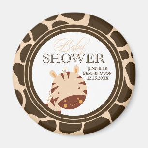 Tan + bruine zebra jongens baby shower magneet