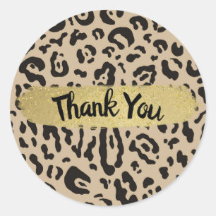 Tan Bruine Zwarte Cheetah Luipaard Dierprint Feest Ronde Sticker