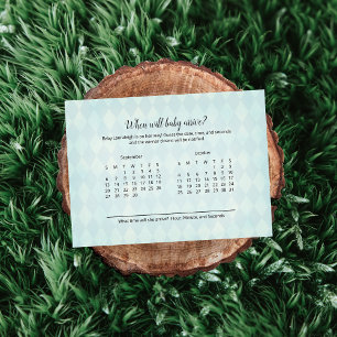 Tan Bunny Aqua Baby Aankomst Voorspelling Spel Informatiekaartje